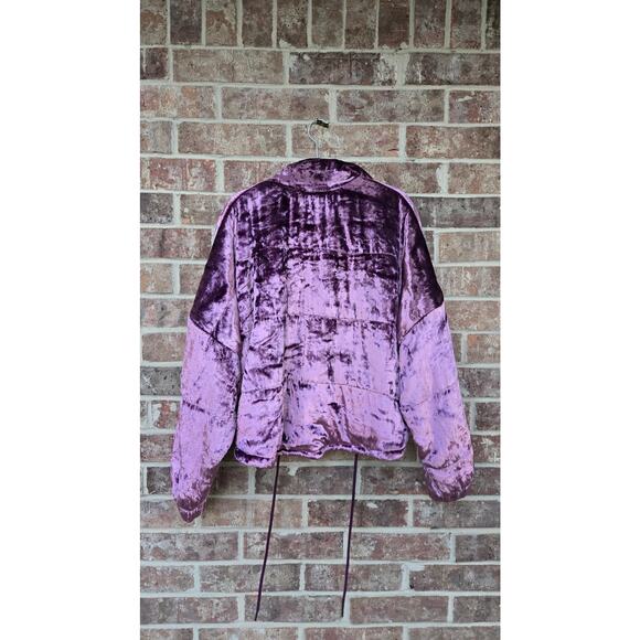 Free People Purple Velvet Bomber Jacket Size XS - Picture 4 of 5